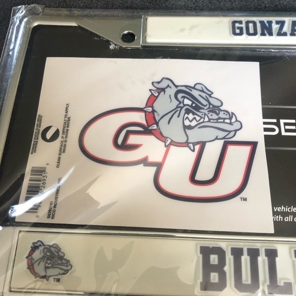 GONZAGA BULLDOGS “ZAGS” License Plate Frame University Spokane WA W/Cling Decal - Picture 3 of 4